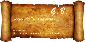 Gogolák Benedek névjegykártya